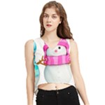 Two Snowmen, V-Neck Cropped Tank Top