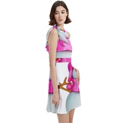 Cocktail Party Halter Sleeveless Dress With Pockets 