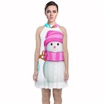 Two Snowmen, Velvet Halter Neckline Dress 