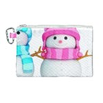 Two Snowmen, Canvas Cosmetic Bag (Large)