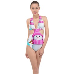 Halter Front Plunge Swimsuit 