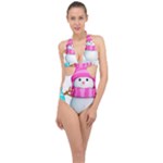 Two Snowmen, Halter Front Plunge Swimsuit