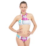 Two Snowmen, High Neck Bikini Set