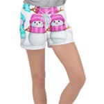 Two Snowmen, Women s Velour Lounge Shorts