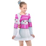 Two Snowmen, Kids  Long Sleeve Dress