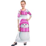 Two Snowmen, Kids  Quarter Sleeve Maxi Dress