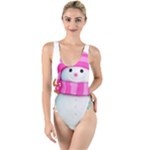 Two Snowmen, High Leg Strappy Swimsuit