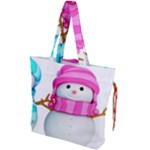 Two Snowmen, Drawstring Tote Bag