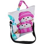 Two Snowmen, Fold Over Handle Tote Bag