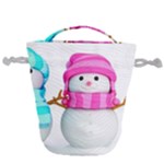 Two Snowmen, Drawstring Bucket Bag