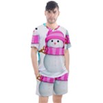 Two Snowmen, Men s Mesh T-Shirt and Shorts Set