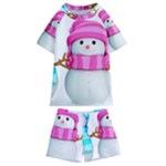 Two Snowmen, Kids  Swim T-Shirt and Shorts Set