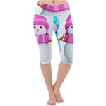 Two Snowmen, Lightweight Velour Cropped Yoga Leggings