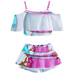 Kids  Off Shoulder Skirt Bikini 