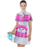 Two Snowmen, Short Sleeve Shoulder Cut Out Dress 