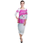 Two Snowmen, Quarter Sleeve Midi Velour Bodycon Dress