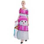 Two Snowmen, Half Sleeves Maxi Dress