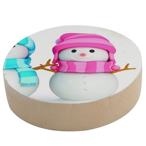 Two Snowmen, Wooden Bottle Opener (Round) from ArtsNow.com