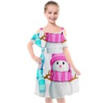 Two Snowmen, Kids  Cut Out Shoulders Chiffon Dress