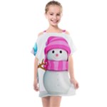 Two Snowmen, Kids  One Piece Chiffon Dress