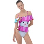 Two Snowmen, Frill Detail One Piece Swimsuit