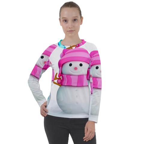 Two Snowmen, Women s Long Sleeve Raglan T