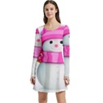 Two Snowmen, Long Sleeve Velour Skater Dress