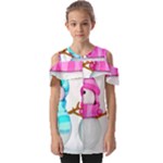 Two Snowmen, Fold Over Open Sleeve Top