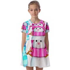 Kids  Short Sleeve Pinafore Style Dress 