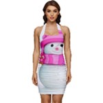 Two Snowmen, Sleeveless Wide Square Neckline Ruched Bodycon Dress