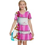 Two Snowmen, Kids  Short Sleeve Tiered Mini Dress