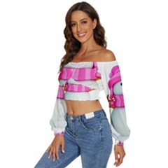 Long Sleeve Crinkled Weave Crop Top 