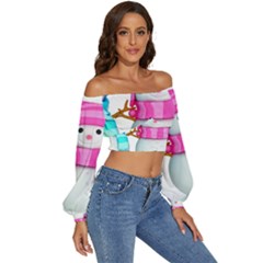 Long Sleeve Crinkled Weave Crop Top 