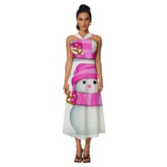 Sleeveless Cross Front Cocktail Midi Chiffon Dress 