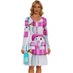 Two Snowmen, Long Sleeve Dress With Pocket