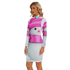 Long Sleeve Shirt Collar Bodycon Dress 