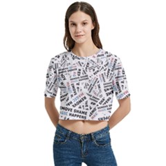 Women s Round Neck Short Sleeve Crop Top 