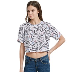 Women s Round Neck Short Sleeve Crop Top 