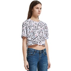 Women s Round Neck Short Sleeve Crop Top 