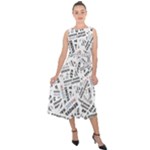 Embrace The Magic Inspirational Phrase Pattern Midi Tie-Back Chiffon Dress