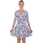 Embrace The Magic Inspirational Phrase Pattern Quarter Sleeve Skater Dress