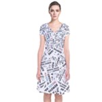 Embrace The Magic Inspirational Phrase Pattern Short Sleeve Front Wrap Dress