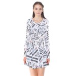 Embrace The Magic Inspirational Phrase Pattern Long Sleeve V-neck Flare Dress