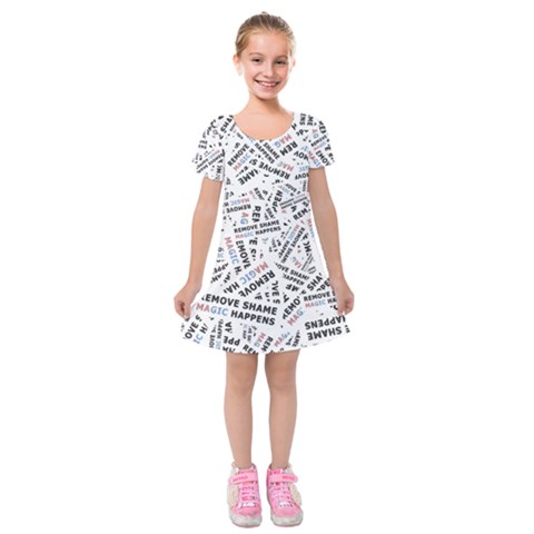 Embrace The Magic Inspirational Phrase Pattern Kids  Short Sleeve Velvet Dress from ArtsNow.com