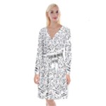 Embrace The Magic Inspirational Phrase Pattern Long Sleeve Velvet Front Wrap Dress