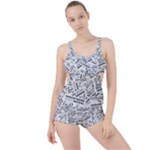 Embrace The Magic Inspirational Phrase Pattern Boyleg Tankini Set 