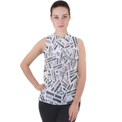 Mock Neck Chiffon Sleeveless Top 