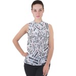 Embrace The Magic Inspirational Phrase Pattern Mock Neck Chiffon Sleeveless Top