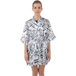 Embrace The Magic Inspirational Phrase Pattern Half Sleeve Satin Kimono 