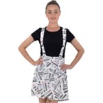 Embrace The Magic Inspirational Phrase Pattern Velvet Suspender Skater Skirt